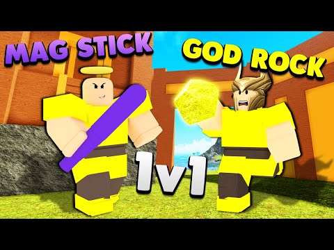 Insane 1v1 Magnetite Stick Vs God Rock Which Is Stronger Roblox Booga Booga Youtube - roblox booga booga magnetite stick