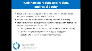 NCCDH Webinar: Tools for organizational learning and capacity: Racism webinars (4 of 6)