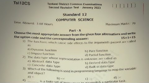 12th std computer science second revision exam question paper 2023