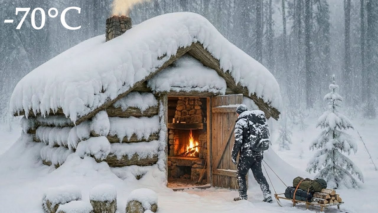 Surviving EXTREME Heavy Snow in a Wooden Cabin | Extreme Off Grid Winter Life
