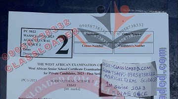 How To Get 2023 Waec Gce Real and Verified Agriculture Science Expo Questions and Answers (Runs)