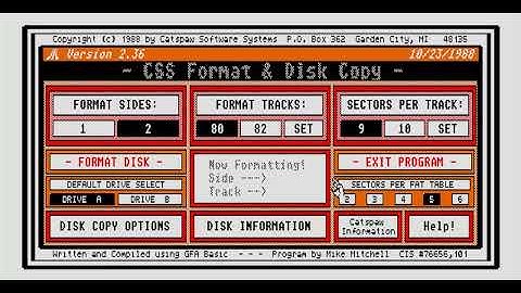ATARI ST FORMAT DISK WITH CSS DISK FORMATTER & DISK COPY GFA BASIC By Mike Mitchell 1988 COPIER STE