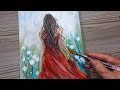 RED DRESS / EASY ACRYLIC FIGURE PAINTING / How To Step By Step For Beginners