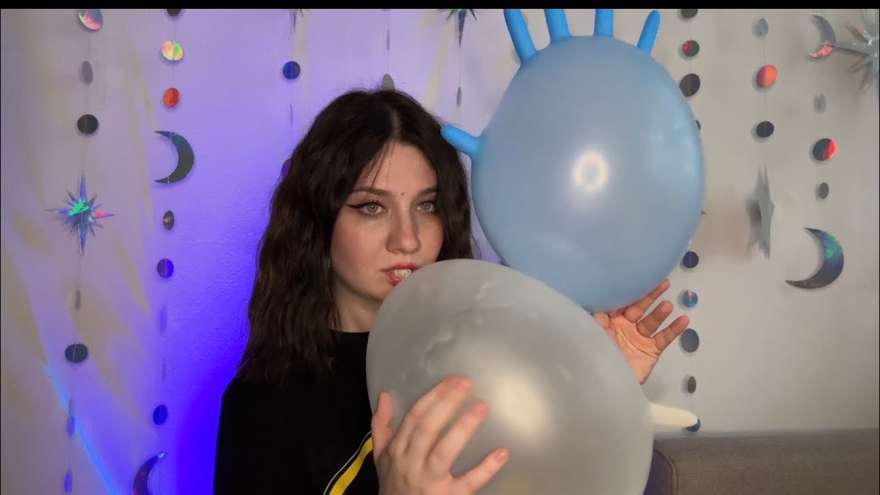 ASMR | Blowing and Popping Gloves | Squeaky Sounds ( Spit Painting )