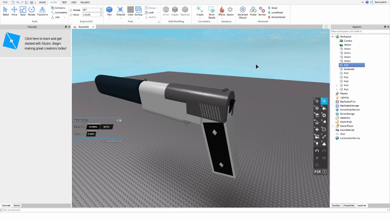 how to make a gun in roblox studio