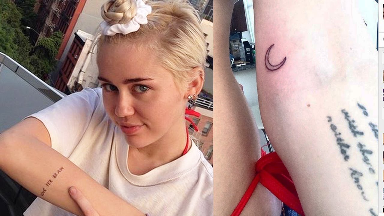 Miley Cyrus New Tattoos: Moon & Flaming Lips Tribute! - YouTube