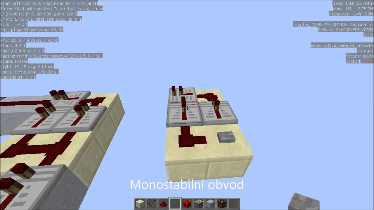 Monostabilní obvod a T-FlipFlop --- CZ Minecraft Tutoriály
