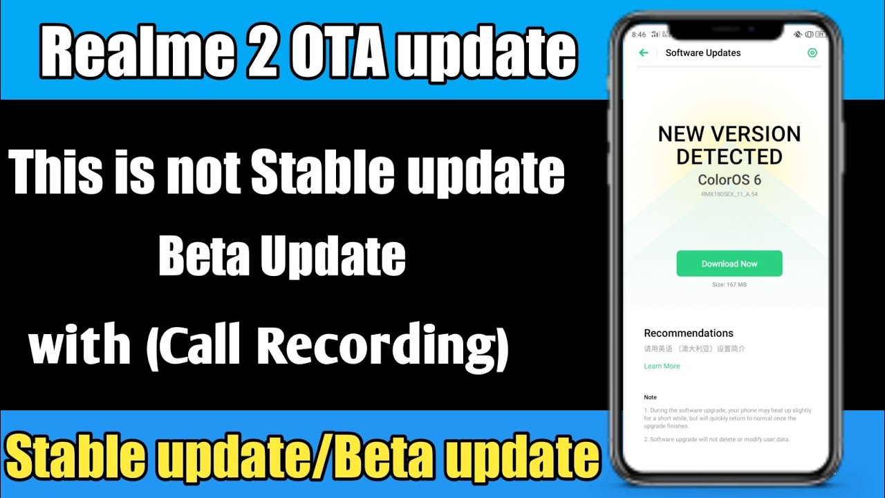 ColorOS 6 Stable update on Realme 2 &C1 | 147 MB update is Beta update?