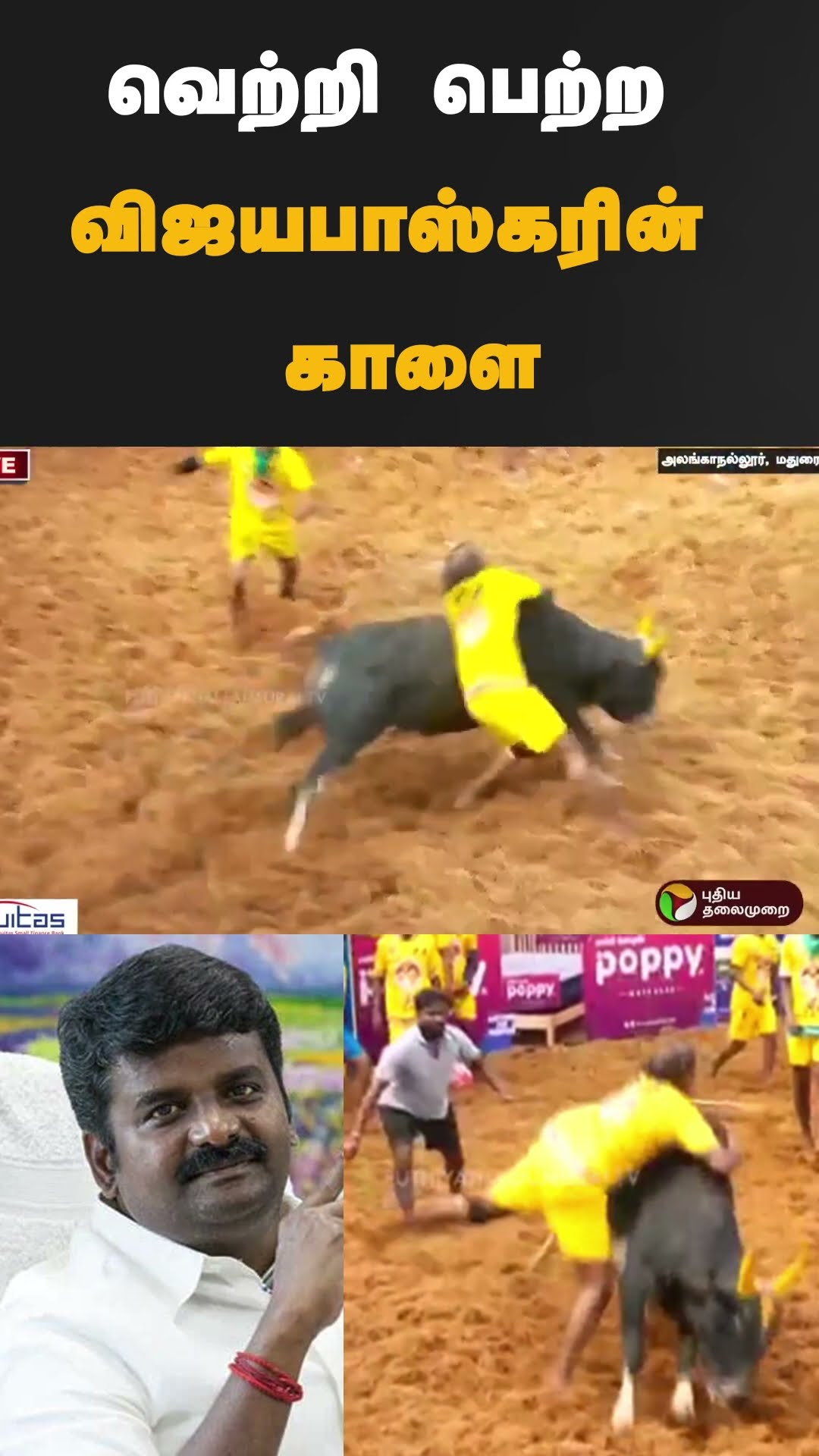வெற்றி பெற்ற விஜயபாஸ்கரின் காளை | #shorts | #vijayabaskar | #jallikattu