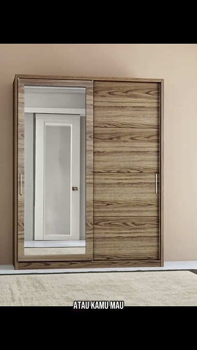 Lemari minimalis dari kayu jati ya dengan 2 pintu model slide dan pakai kaca cermin
