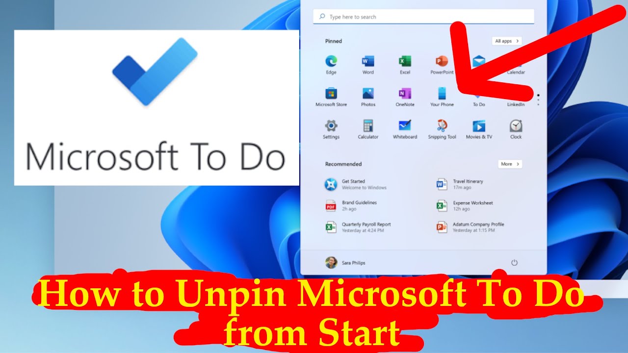 Unpin How to Unpin Microsoft To Do from Start - YouTube
