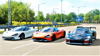 Forza Horizon 4 Drag race: McLaren Senna vs McLaren 765LT (Replica) vs McLaren 720S