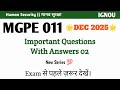 mgpe 11 december 2025 important questions | mgpe 011 important questions 2025 