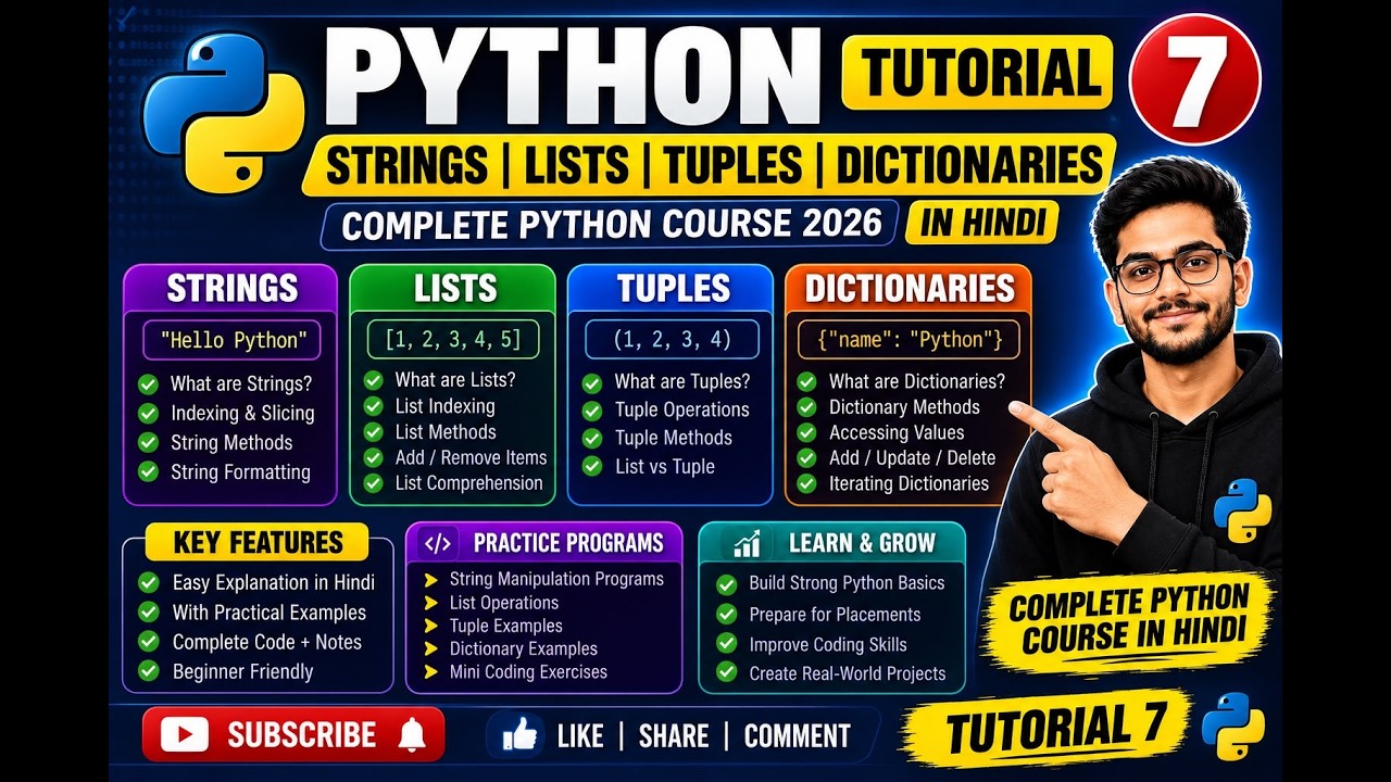 Python Strings | Lists | Tuples | Dictionaries | Tutorial 7 - YouTube