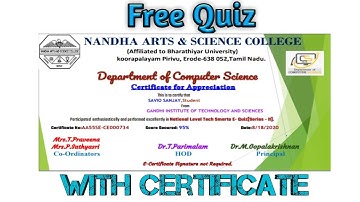 Quiz on Computer Science | With Free Certificate 2020