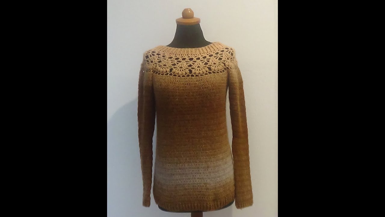 Crochet Top Down Sweater-very easy