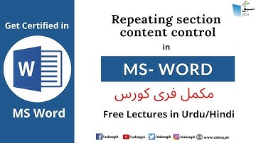 Repeating section content control in MS Word, Computer Science Lecture | Sabaq.pk