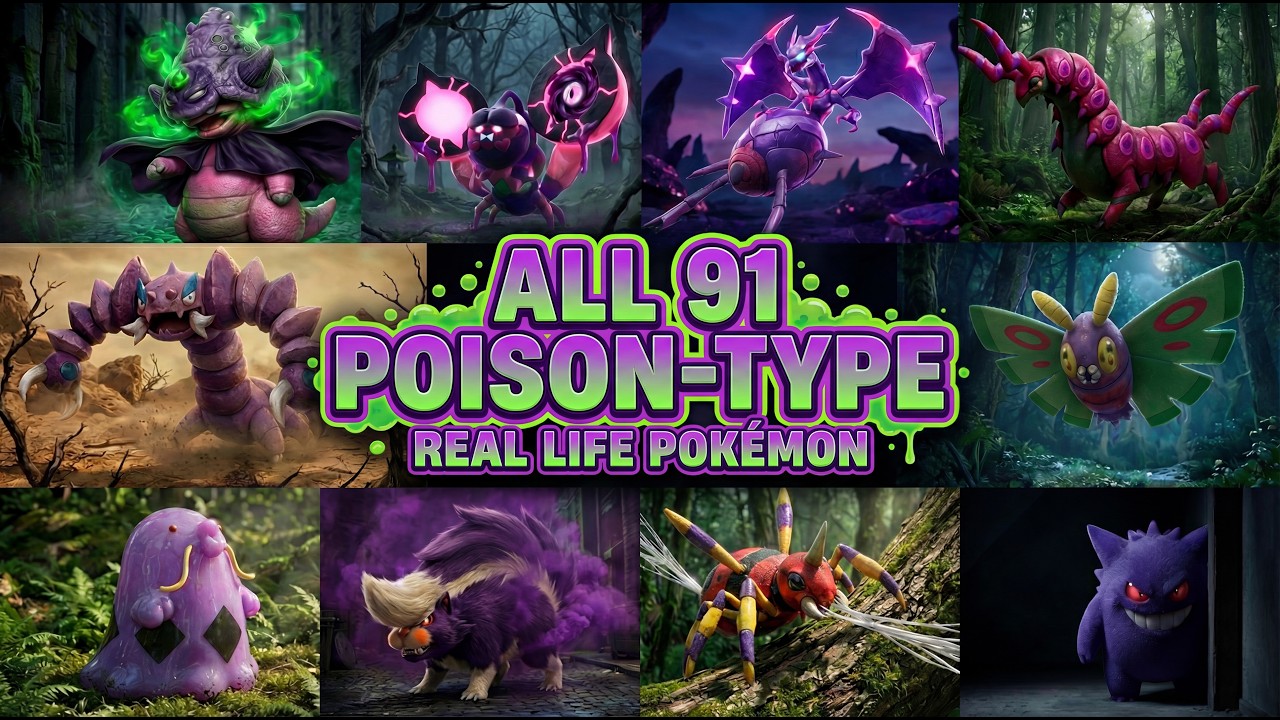 All 91 Poison-Type Pokémon in Real Life (Gen 1 - Gen 9) | Real Life Pokémon Cinematic 3D ( AI Art)
