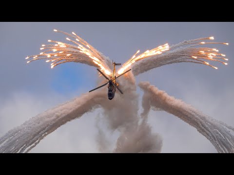 Super Puma Display with Flares at Radcross Illnau