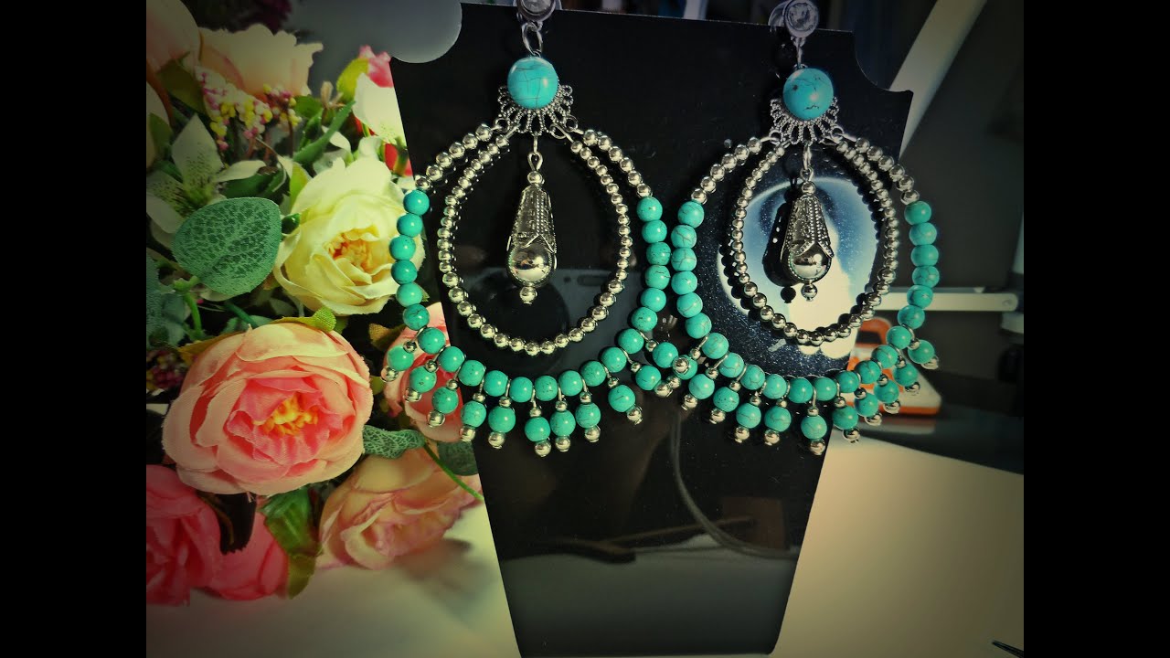 BIJUTERIA PASSO A PASSO !! MAXI BRINCO TURQUESA .