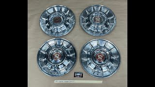 OEM 57 Cadillac 15" HUB CAPS WHEEL COVERS WITH CENTER CAPS - SET OF 4