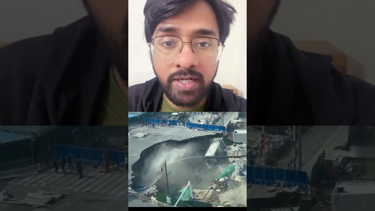 Dramatic Video Captures Moments Before Massive Sinkhole Swallows Road In China’s Shanghai | Watch