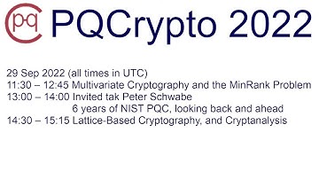 Live sessions  Sep 29 - Multivariate Cryptography and the MinRank Problem (director
