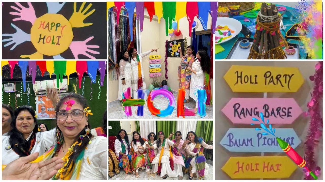 HOLI THEME KITTY PARTY || HOLI THEME DECORATION IDEA #holispecial #themedecoration #holitheme #masti