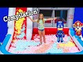 Paw Patrol in the Inflatable Assistant Bounce House Mr Bubble Foam Surprise with PJ Masks