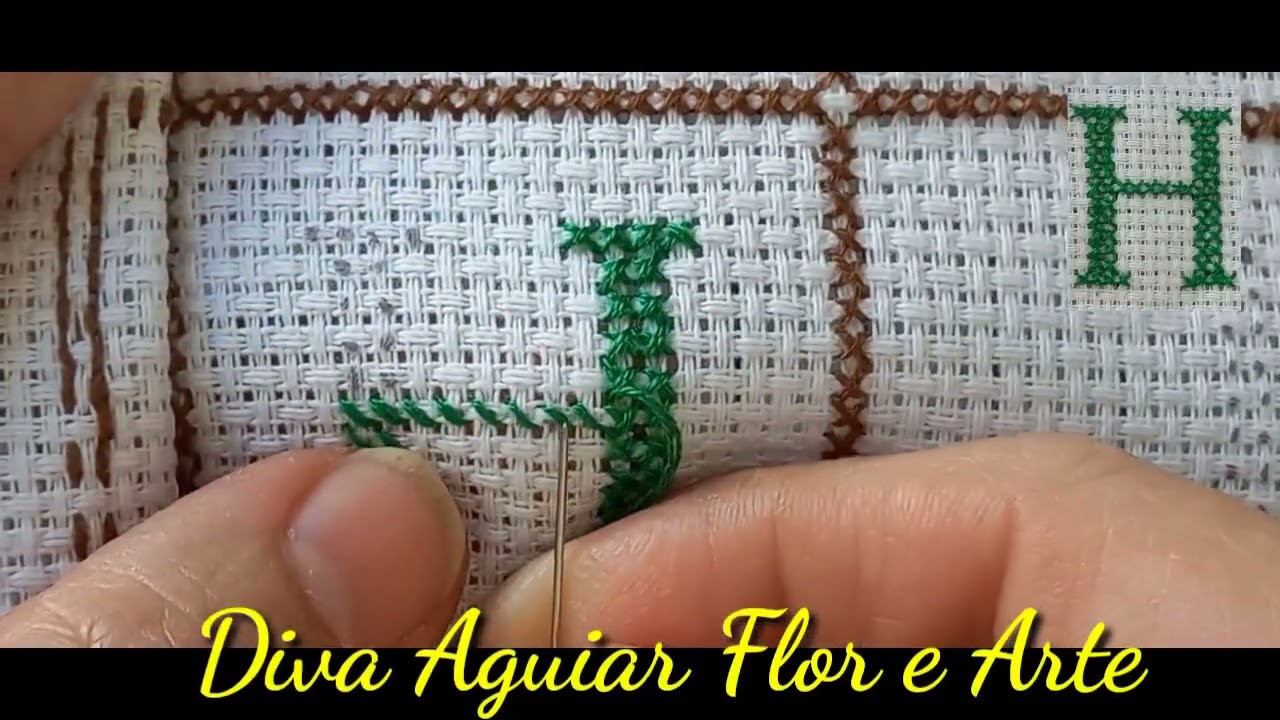 letra H maiúscula em ponto cruz passo a passo