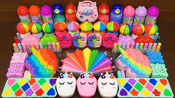 RAINBOW UNICORN Slime!! Mixing Random Things into GLOSSY SLIME!!! Satisfying RAINBOW Video
