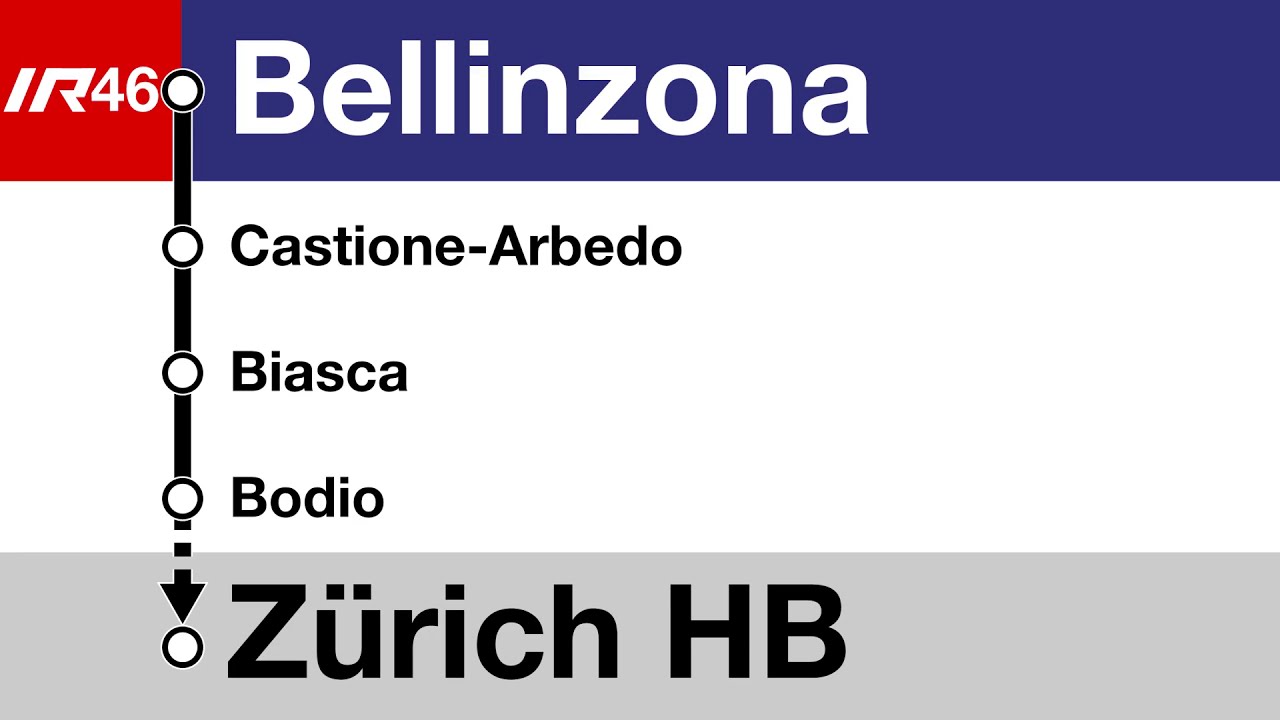SOB Ansagen (De, It, En) • IR46 • Bellinzona – Airolo – Erstfeld – Arth-Goldau – Zug – Zürich HB