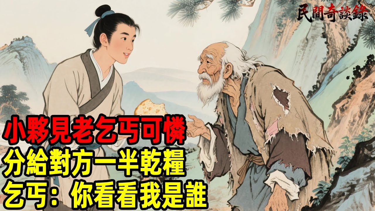 小夥見老乞丐可憐，分給對方一半乾糧，乞丐：你看看我是誰？【民間奇談錄】#民間故事 #台灣傳說 #懸疑故事 #銀髮頻道 #懷舊故事 #助眠故事