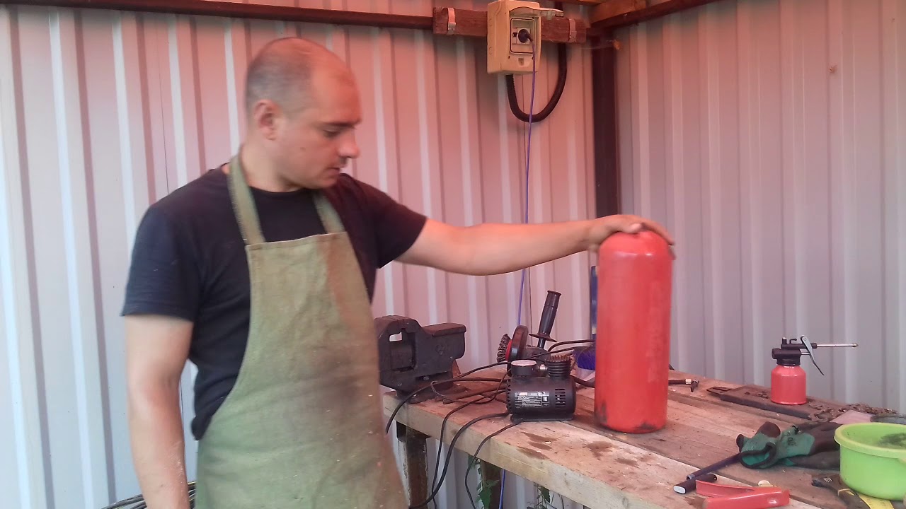Компрессор из огнетушителя - YouTube