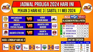 Jadwal Proliga 2024 Hari ini~Klasemen Putra & Putri Voli Proliga 2024 Terbaru~Pekan ke 3~Live Moji