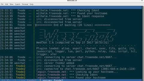 weechat: adding a server and connection