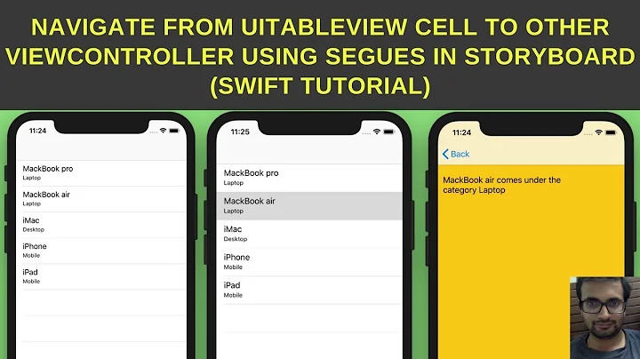 Navigate from UITableView cell to other ViewController using segues in storyboard