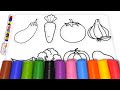 &#39;&#39;Vegetables&#39;&#39; Drawing and Marker Rainbow Coloring / Akn Kids House