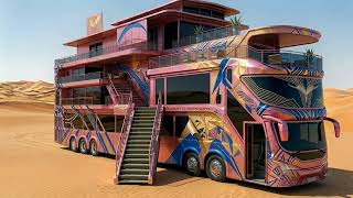 Abandoned Vintage Bus Transformed Into an Incredible Luxury Desert Villa | Cinematic AI Timelapse