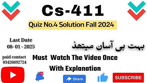 CS411 - Visual Programming (Quiz No 4) 💯 percent verified Answers