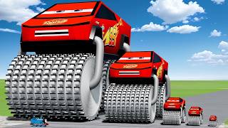 Big & Small Lightning McQueen Monster Truck vs Thomas Train Giant Pit Challenges | BeamNG.drive screenshot 4