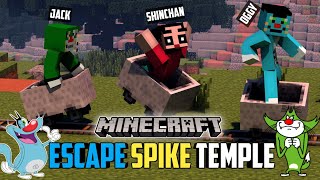 Minecraft | Escape Spike Temple With Shinchan Oggy and Jack | Minecraft Oggy and Jack | Hindi gaming