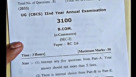 E-Commerce question paper bcom 2nd year 2023 hpu || annual examination 2023