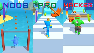 NOOB VS PRO VS HACKER -BLUE MONSTER RUN GAMEPLAY