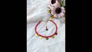 Beautiful red bracelet with golden details #shorts