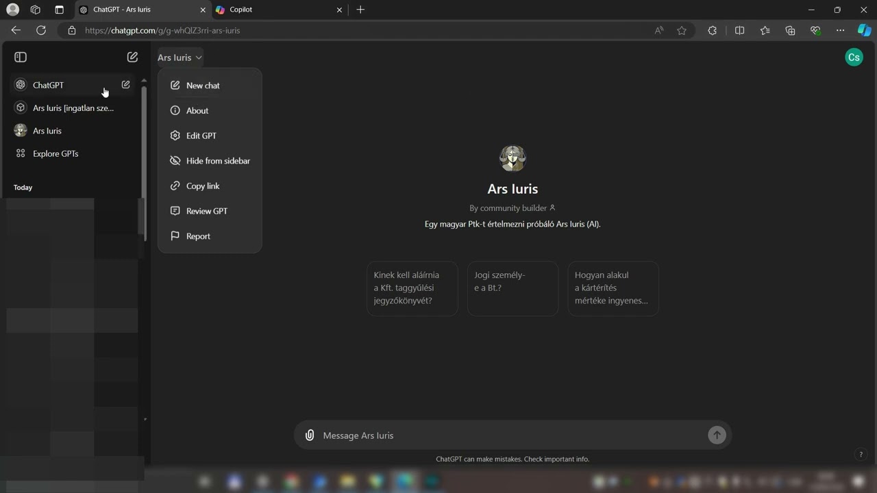9. Könyvelőiroda automatizáció: custom GPT mint chatbot