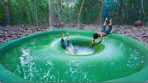 Build The Most Secret Deep Hole Underground Swimming Pool, Men Survival Living Off The Grid