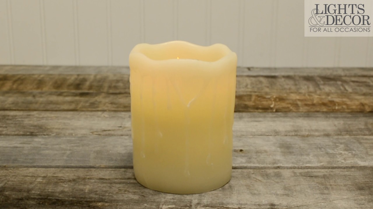 Real Wax LED Pillar Candle with faux drips YouTube