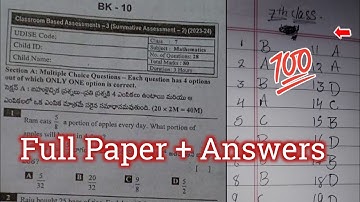 💯7th class mathematics Sa2 real full question paper 2024|Ap 7th CBA-3 Sa2 maths paper 2024 answers