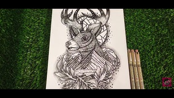 How to Draw Using Dots (Stippling Tutorial: DEER🦌) - for Beginners
